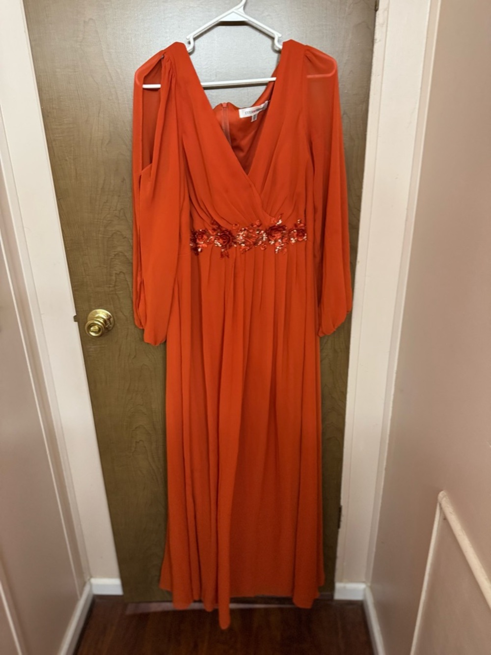 Ever Pretty Burnt Orange Maxi Dress with Sequin Waist